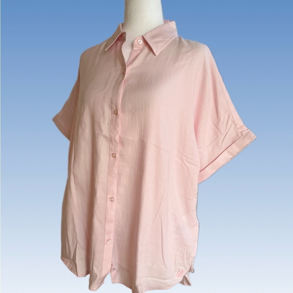 NWT Gloria Vanderbilt Light Pink Button-Down Shirt size L